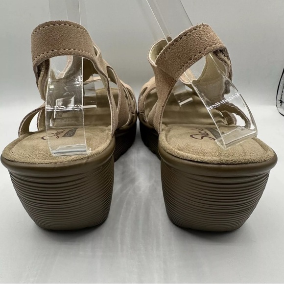 Skechers Women’s 10 Tan Memory Foam Parallel Stylin Wedge Heel Slingbacks Suede - Picture 5 of 7